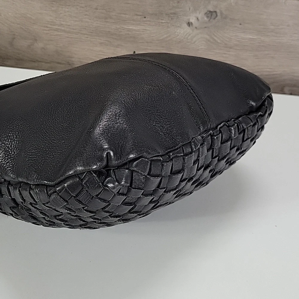 Vilenca Holland for Anthropologie Black Woven Leather Crossbody Bag